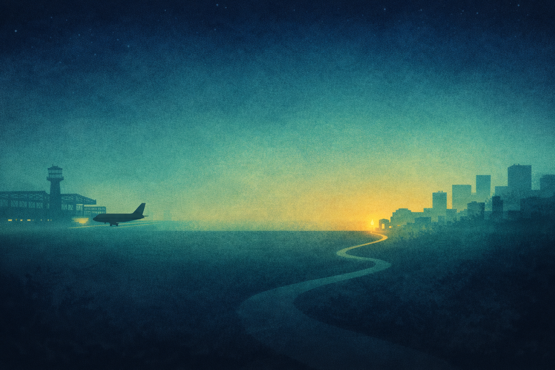 An hour back, a world away